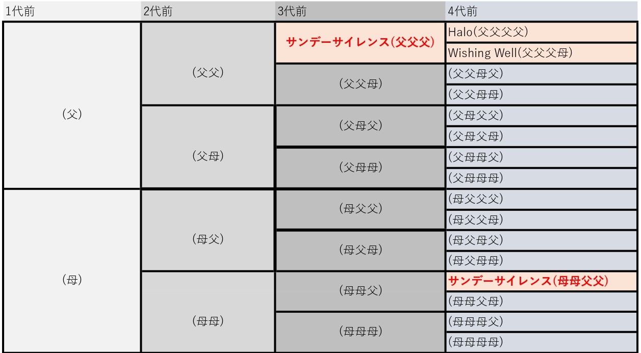サンデーサイレンス父父父3×母母父父4