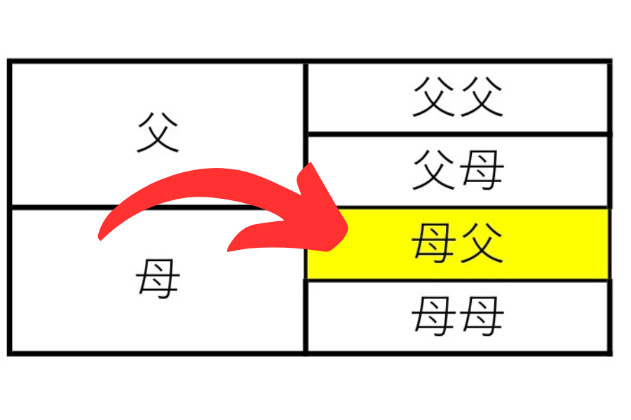 母父の位置